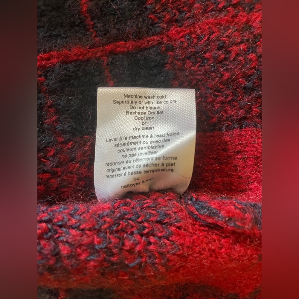 Gemelli Red & Black Plaid Cardigan Coat. Made in Italy. So Soft & Warm! Size L - Picture 5 of 13
